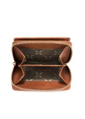 Невеликий жіночий шкіряний гаманець коньячного кольору PORES-0963-1F(W26), вигляд виробу всередині на білому тлі.