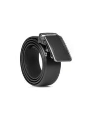 Чорний чоловічий шкіряний ремінь PASMS-0276-99(W26), діагональний вигляд виробу на білому тлі.