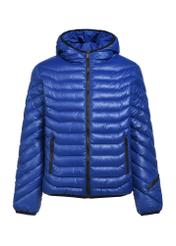 Чоловіча синя куртка KURMT-0380-61(Z25), вигляд виробу спереду на білому тлі.