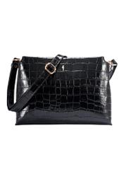 Czarna torebka damska croco TORES-1159-9G(Z26)