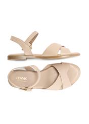 Skórzane sandały damskie w kolorze beżowym BUTYD-1259-1B(W26)