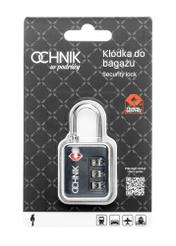 Темно-синій кодовий замок для багажу AW-015-0008-7D(W26), вигляд виробу в упаковці на білому фоні.