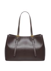 Коричнева велика сумка-шопер TOREC-1381-1H(Z26), вигляд виробу ззаду на білому фоні.