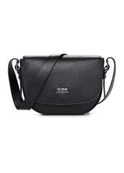 Чорна шкіряна жіноча сумка через плече TORES-1218-9I(W26), вигляд виробу спереду на білому тлі.