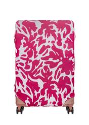 Рожевий чохол для великої валізи AW-013-0007-5P-L(W26), вигляд виробу спереду на валізі.