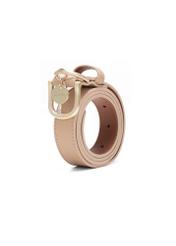 Бежевий жіночий шкіряний ремінь PASDS-0275-81(Z25), діагональний вигляд виробу на білому тлі.