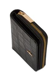 Чорний жіночий гаманець з крокодилової шкіри PORES-0888-9G(W26), крупний план деталі виробу на білому фоні.