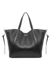 Чорна шкіряна жіноча сумка-шопер TORES-1208-9I(W26), вигляд виробу спереду на білому тлі.