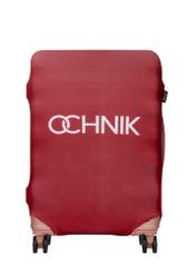 Червоний чохол для середньої валізи з логотипом AW-013-0002-4B-M(W26), вигляд виробу спереду на валізі.