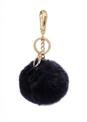 Темно-синій брелок з помпонами BRELOK-117A-69(Z25), вигляд виробу спереду на білому тлі.