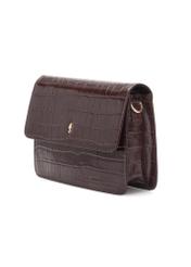 Коричнева маленька сумочка зі шкіри крокодила TORES-1233-1H(W26), діагональний вигляд виробу на білому тлі.