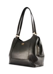 Чорна шкіряна жіноча сумка-шопер TORES-1264-9I(W26), діагональний вигляд виробу на білому тлі.