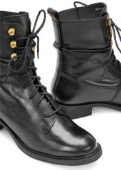 Czarne skórzane trzewiki damskie BUTYD-1202-99(Z25)