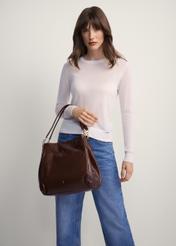 Brązowa skórzana damska torebka shopper TORES-0636-1H(Z26)