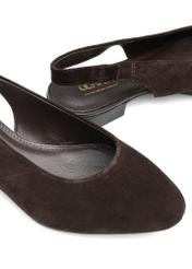 Коричневі жіночі балетки без каблука BUTYD-1246-1I(W26), крупний план виробу, на білому фоні.