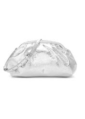 Срібна шкіряна жіноча сумка TORES-1175-92(Z25), вигляд виробу спереду на білому тлі.