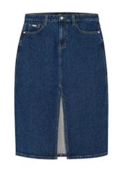 Джинсова спідниця міді SPCDT-0119-7H(W26), вигляд виробу спереду на білому тлі.