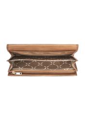 Великий жіночий гаманець коричневої шкіри PORES-0962-89(W25), вигляд внутрішньої частини виробу на білому фоні.