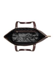 Жіноча шкіряна сумка-шопер коричневого кольору TORES-0939E-1H(W26), вигляд виробу всередині на білому тлі.