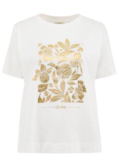Biały t-shirt damski z kwiatowym printem TSHDT-0132-12(Z24)
