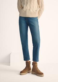 Бежеві шкіряні черевики до щиколотки BUTYD-1104-81(Z25)