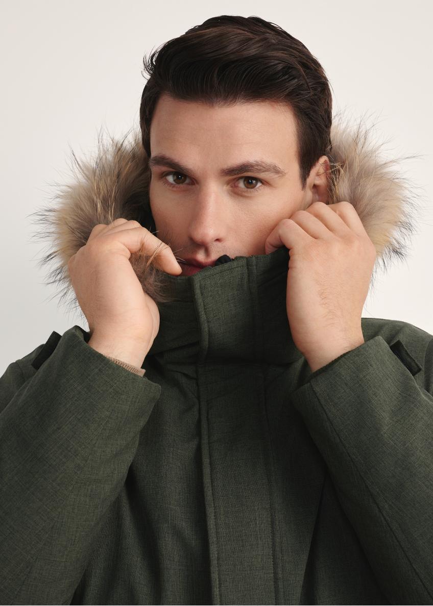 Зимова чоловіча куртка оливкового кольору KURMT-0395-51(Z25)