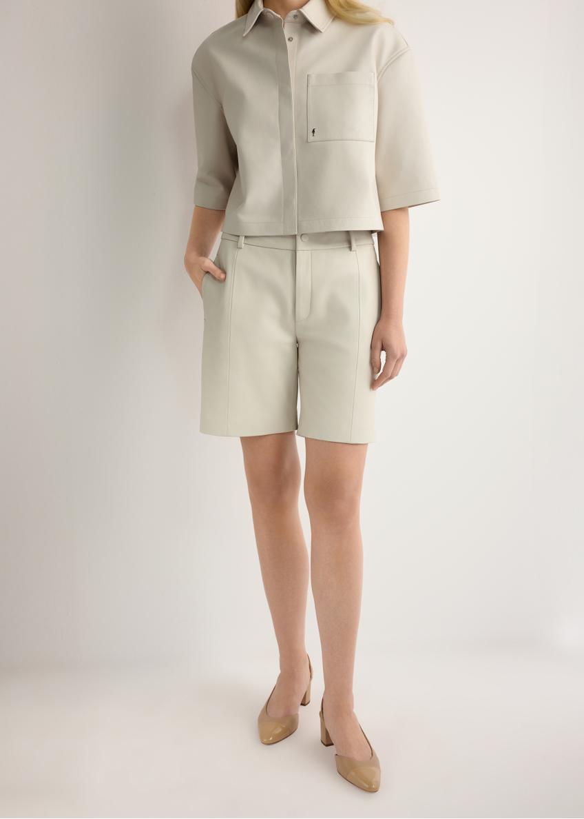 Skórzane kremowe szorty damskie SPODS-0047-0B(W26)