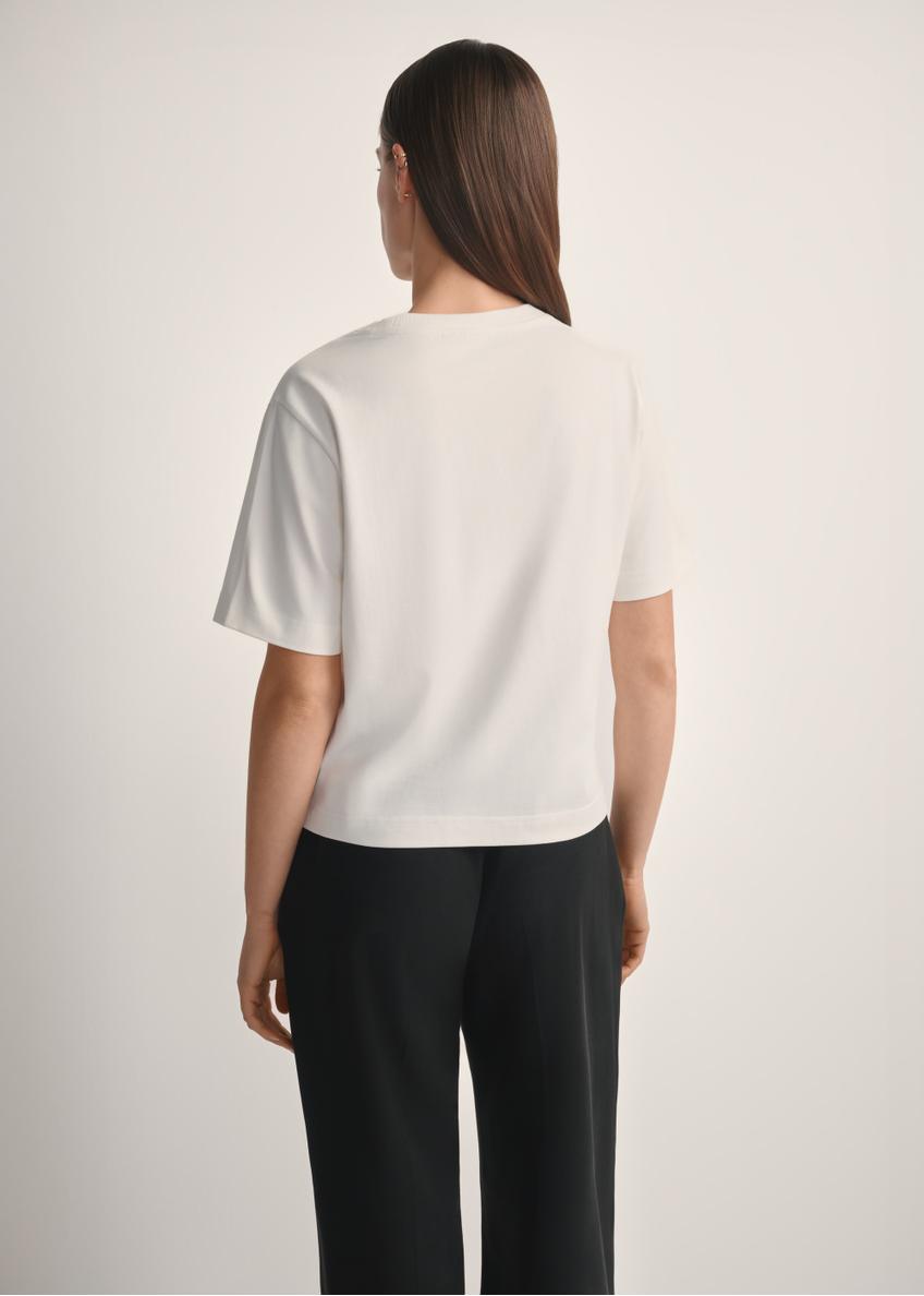 Бавовняна жіноча кремова футболка TSHDT-0138-0B(W26)