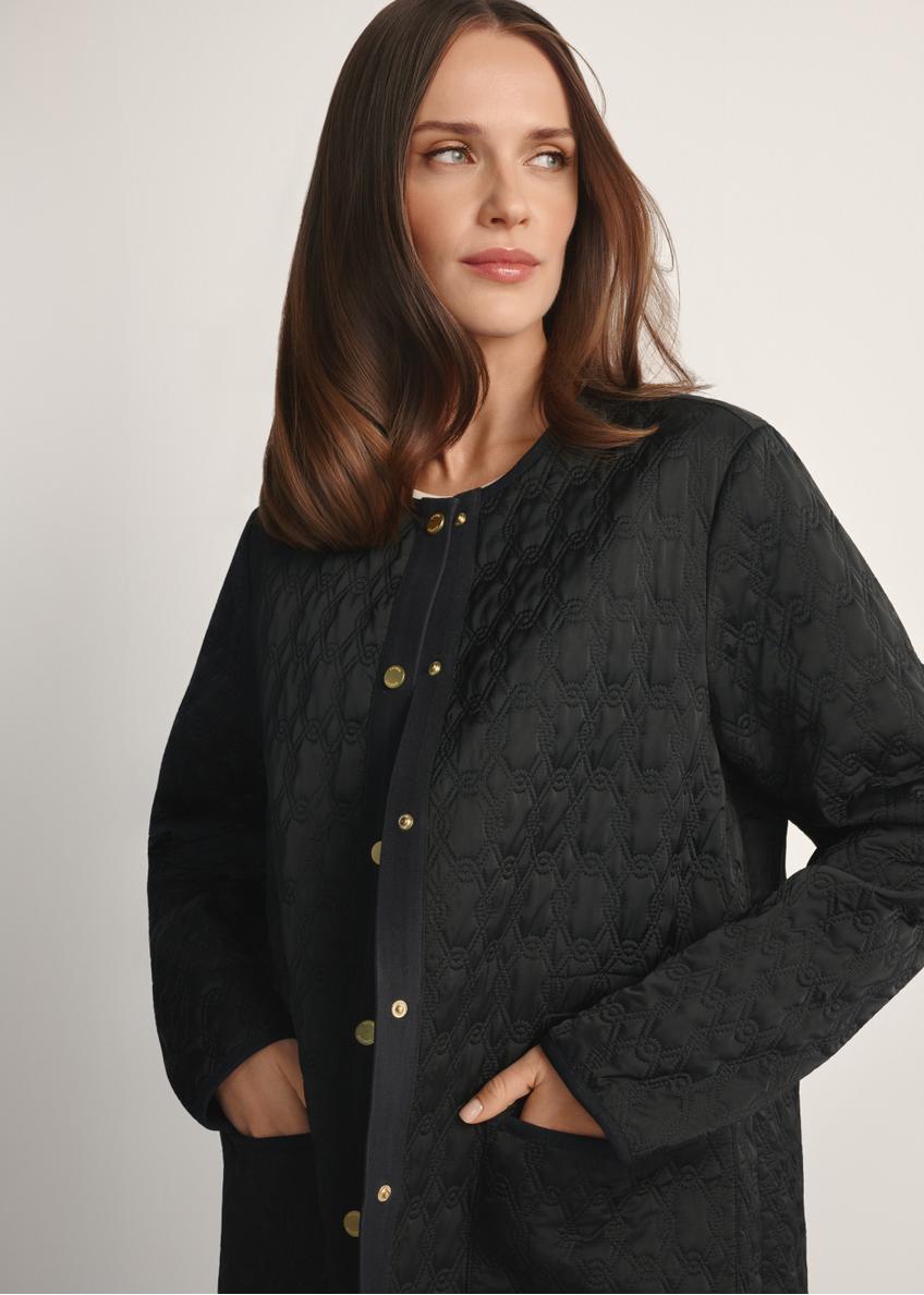 Чорна довга стьобана жіноча куртка KURDT-0631-99(W26)