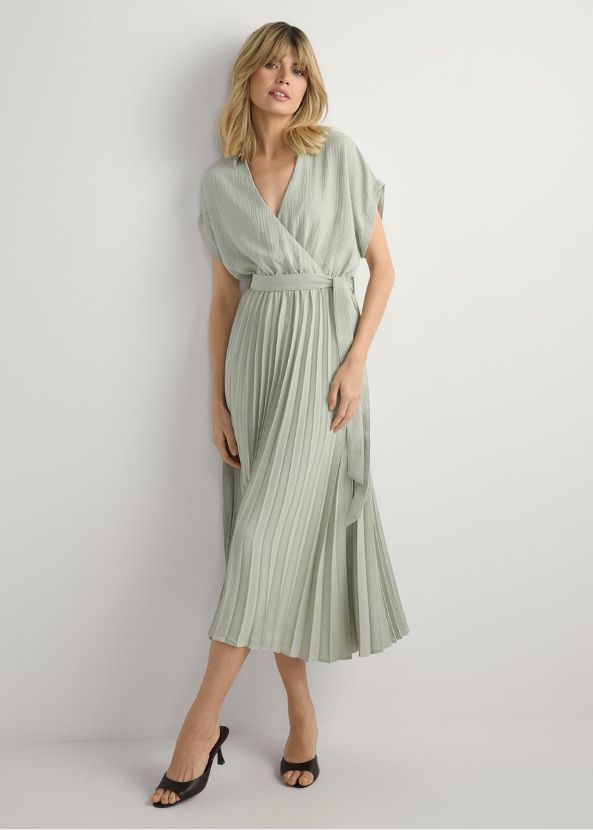 Довга жіноча сукня кольору шавлії SUKDT-0274-8F(W26), вигляд виробу спереду на моделі. Видно все тіло.