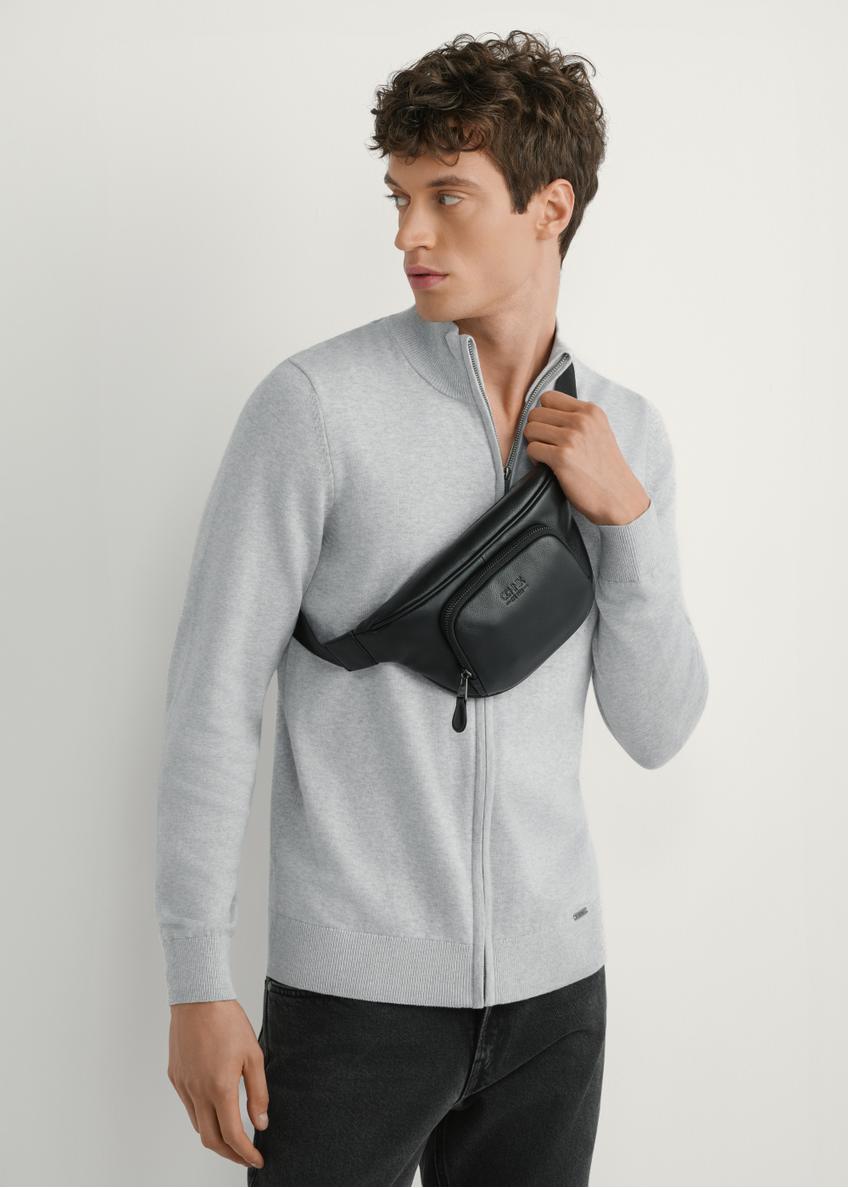 Чорна чоловіча шкіряна поясна сумка TORMS-0280R-9I(W26)