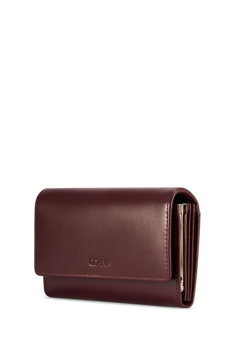 Bordowy duży skórzany portfel damski PORES-0974-49(Z25)