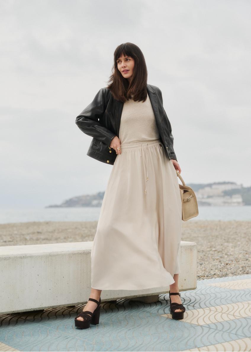 Бежева спідниця міді SPCDT-0125-1A(W26)