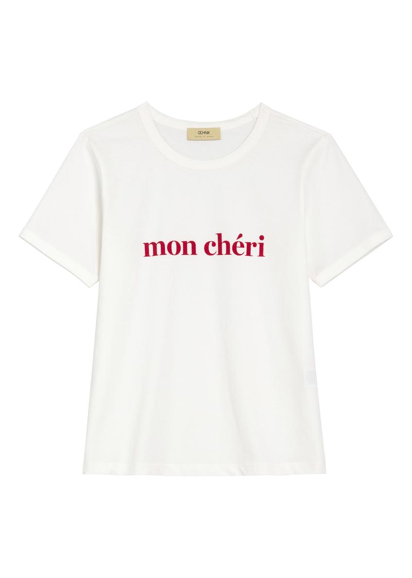 Білий жіночий футболка з принтом TSHDT-0152-0B(W26)