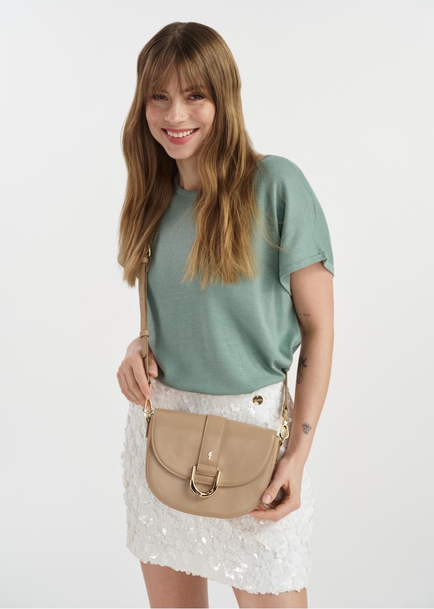 Beżowa torebka listonoszka damska TOREC-0879A-81(W25)