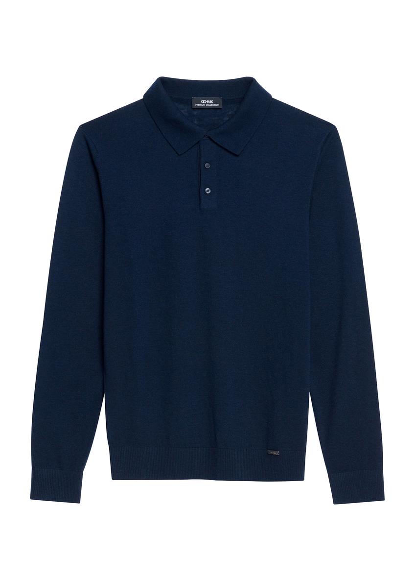 Темно-синій чоловічий светр з вовни та шовку SWEMT-0184-68(Z25)