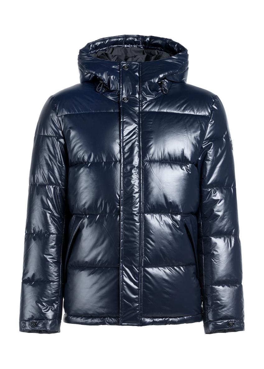 Темно-синя стьобана чоловіча куртка з капюшоном KURMT-0340-69(Z25)