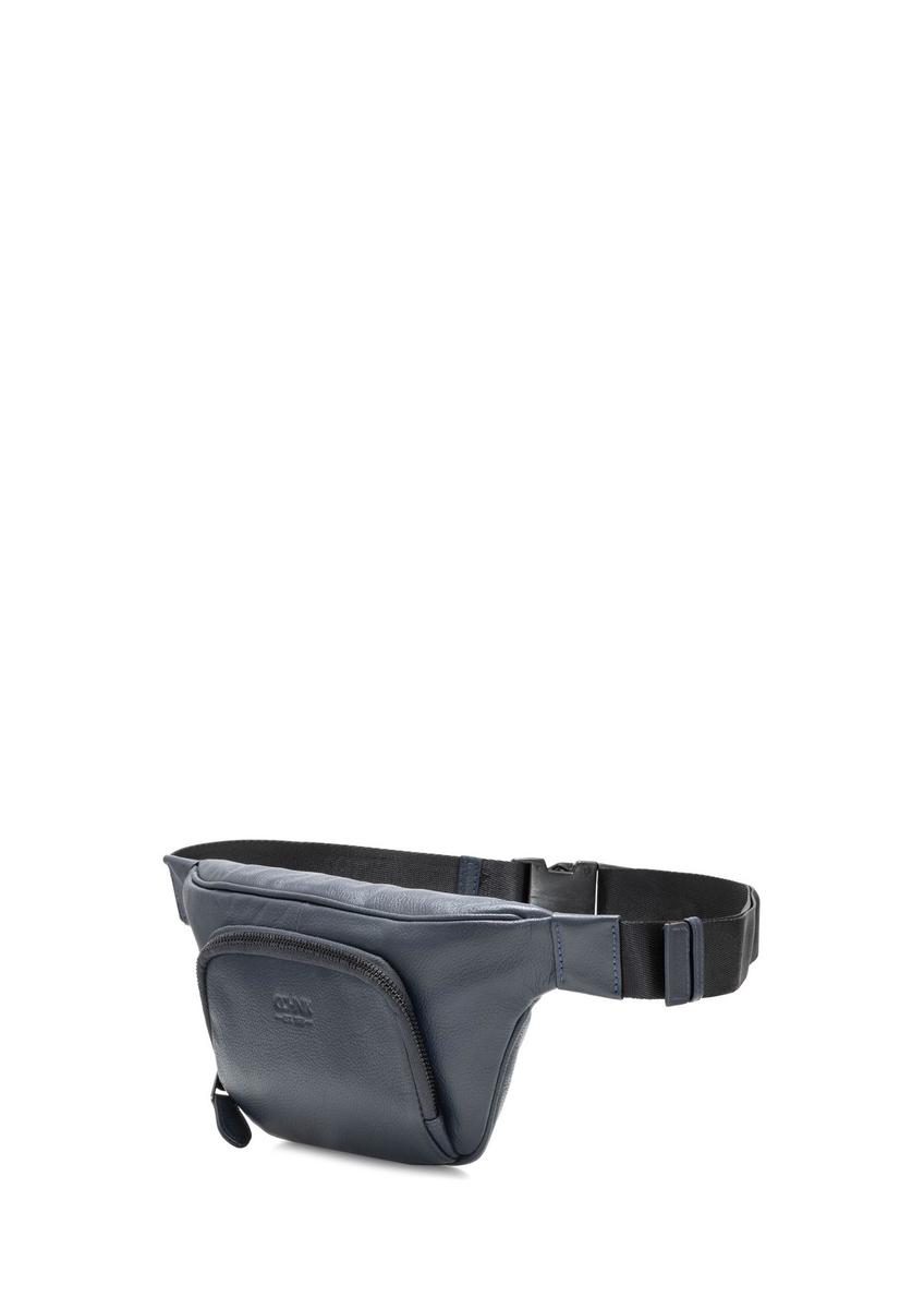 Шкіряна темно-синя поясна сумка на блискавці TORMS-0280A-69(W24)