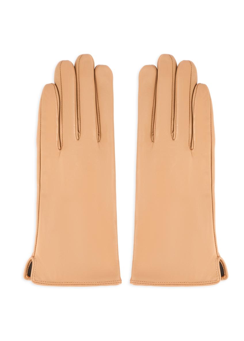 Skórzane beżowe rękawiczki damskie REKDS-0001A-81(Z25)