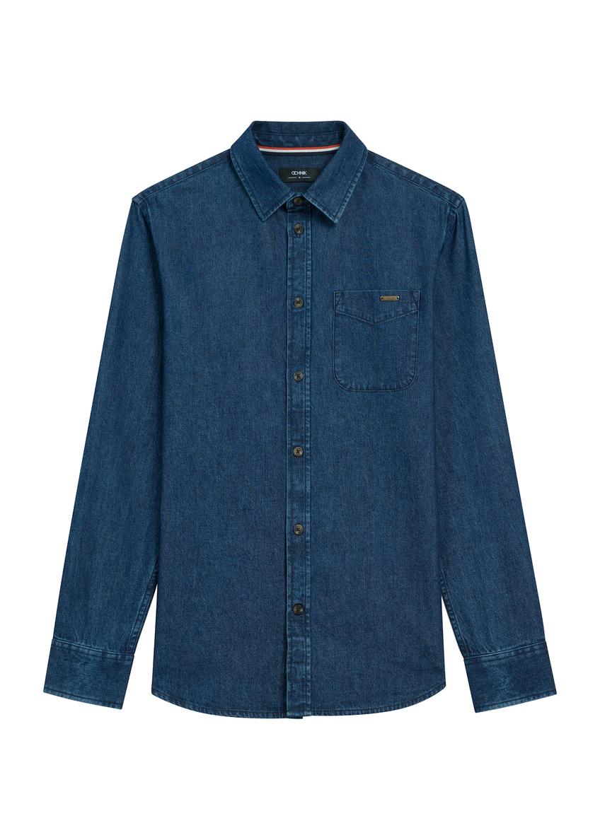 Блакитна джинсова чоловіча сорочка KOSMT-0348-61(Z25)