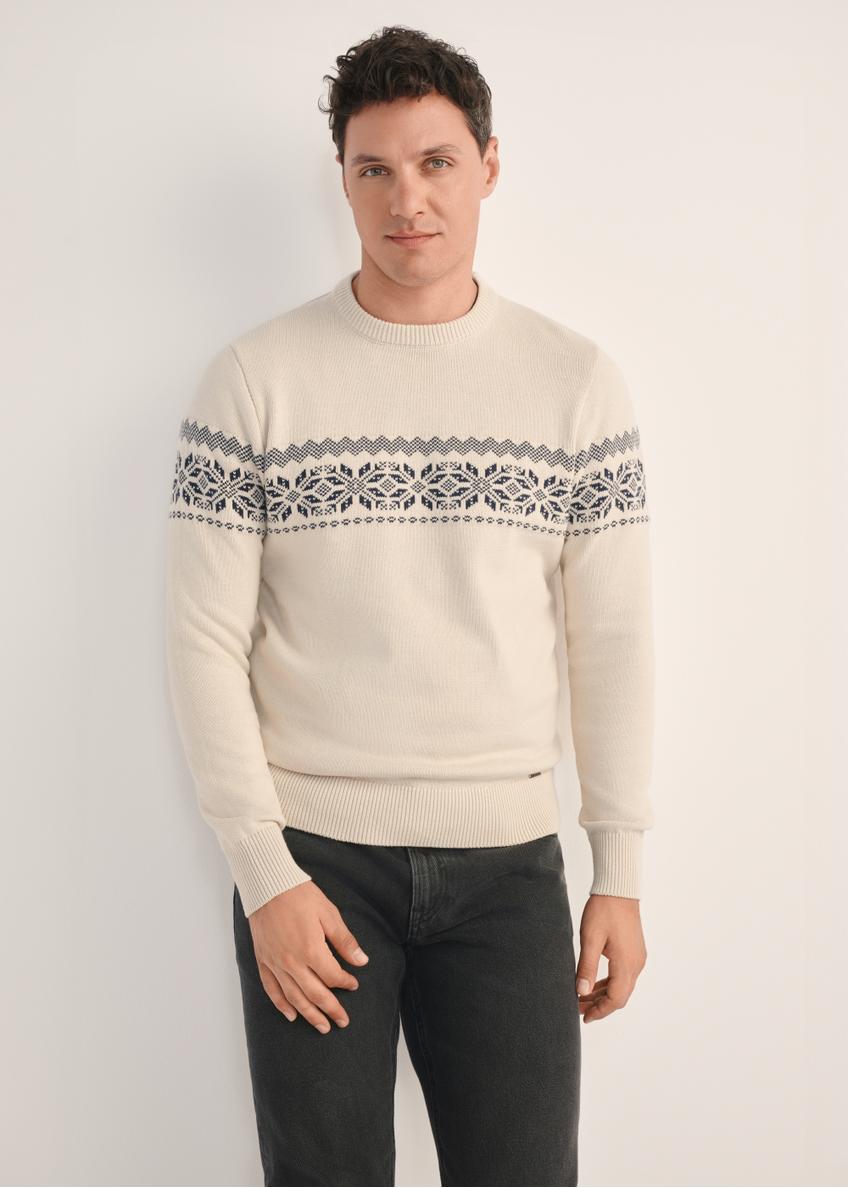 Beżowy sweter męski SWEMT-0177-80(Z25)