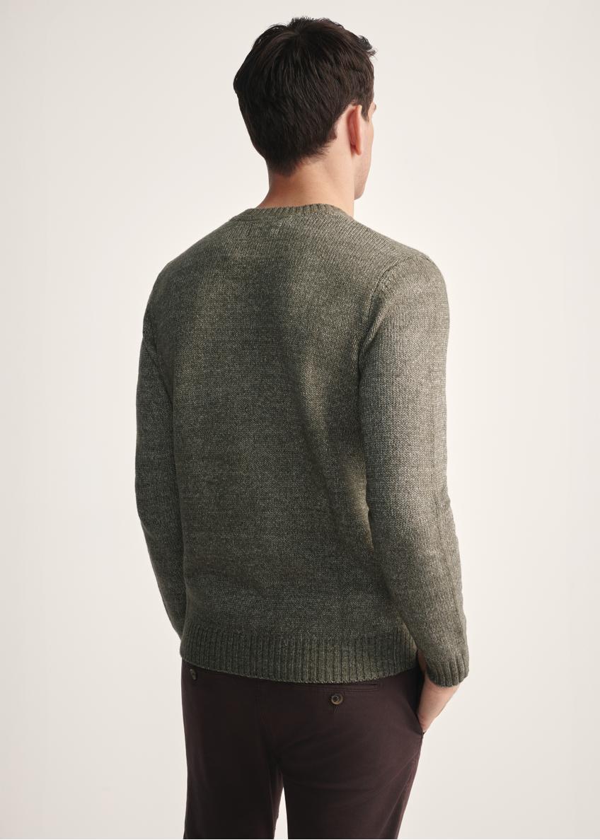 Чоловічий светр з вовняної суміші кольору хакі SWEMT-0170-55(Z25)
