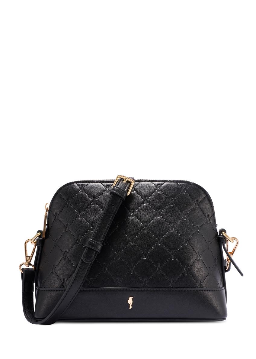 Чорна жіноча сумка з монограмою TOREC-1180-9P(W26), вигляд виробу спереду на білому тлі.