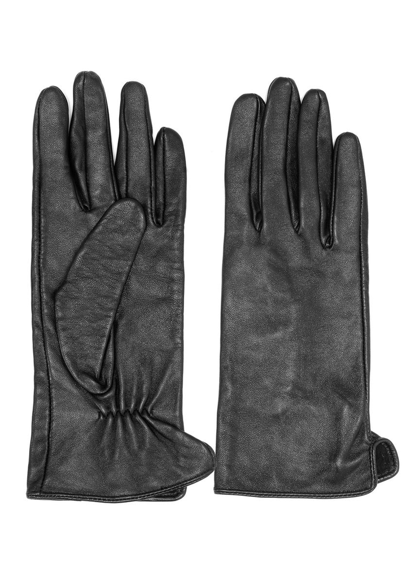 Skórzane rękawiczki męskie w kolorze czarnym REKMS-0009A-99(Z25)