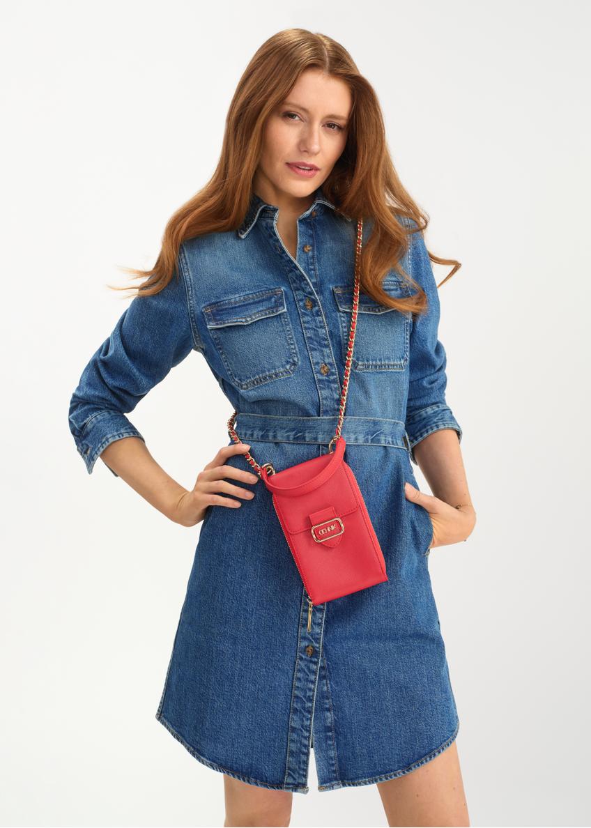 Czerwona saszetka damska na łańcuszku TOREC-1010-42(W25)