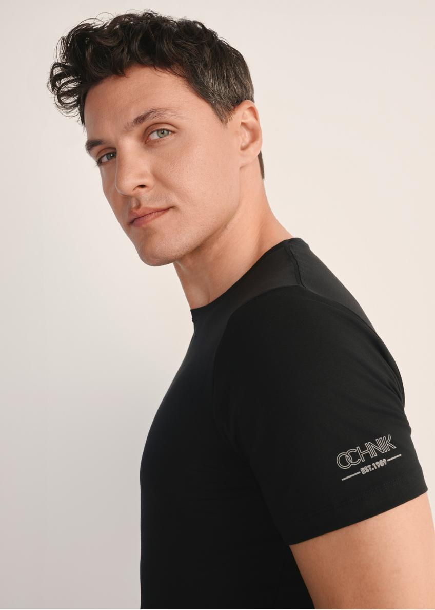 Чоловіча чорна базова футболка з логотипом TSHMT-0091-99(KS)