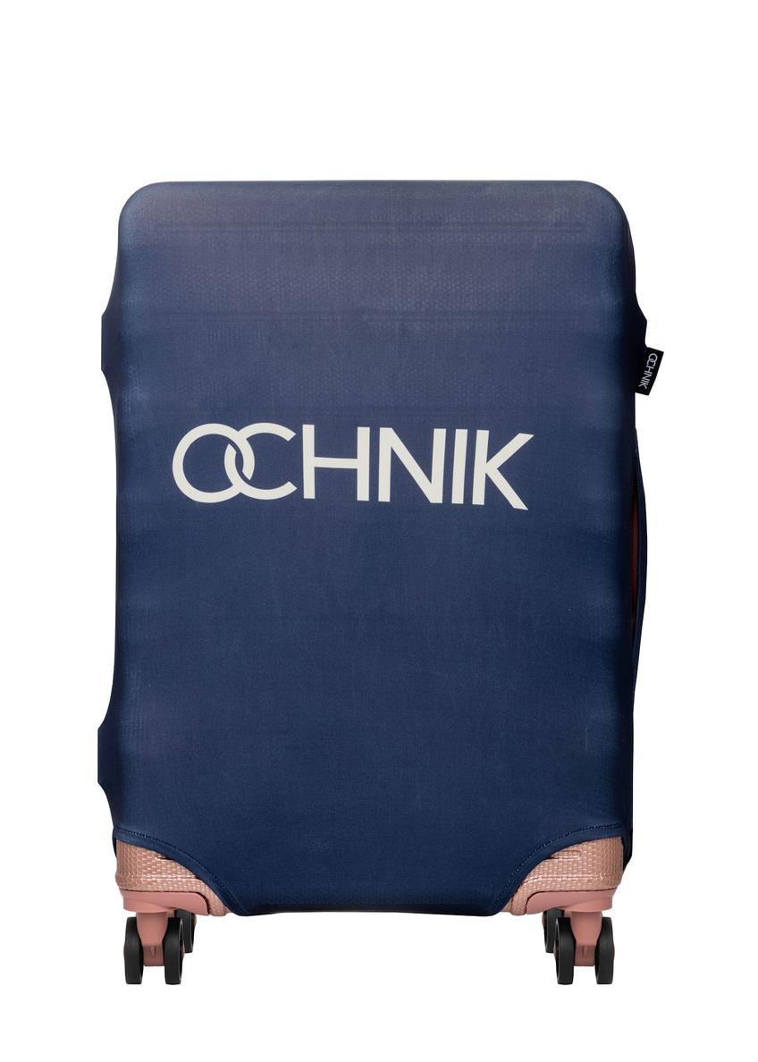 Темно-синій чохол для середньої валізи AW-013-0002-7D-M(W26), вигляд виробу спереду на валізі.