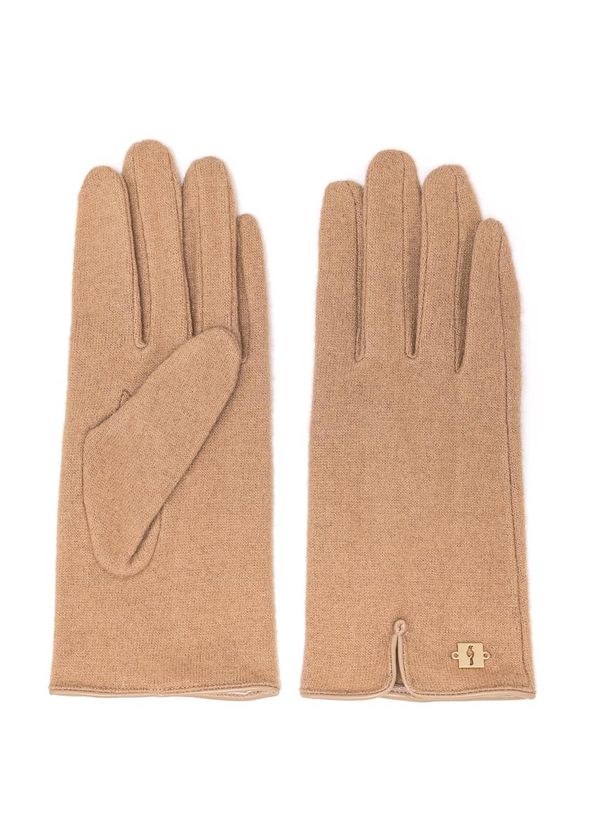 Beżowe wełniane rękawiczki damskie REKDT-0027A-80(Z25)