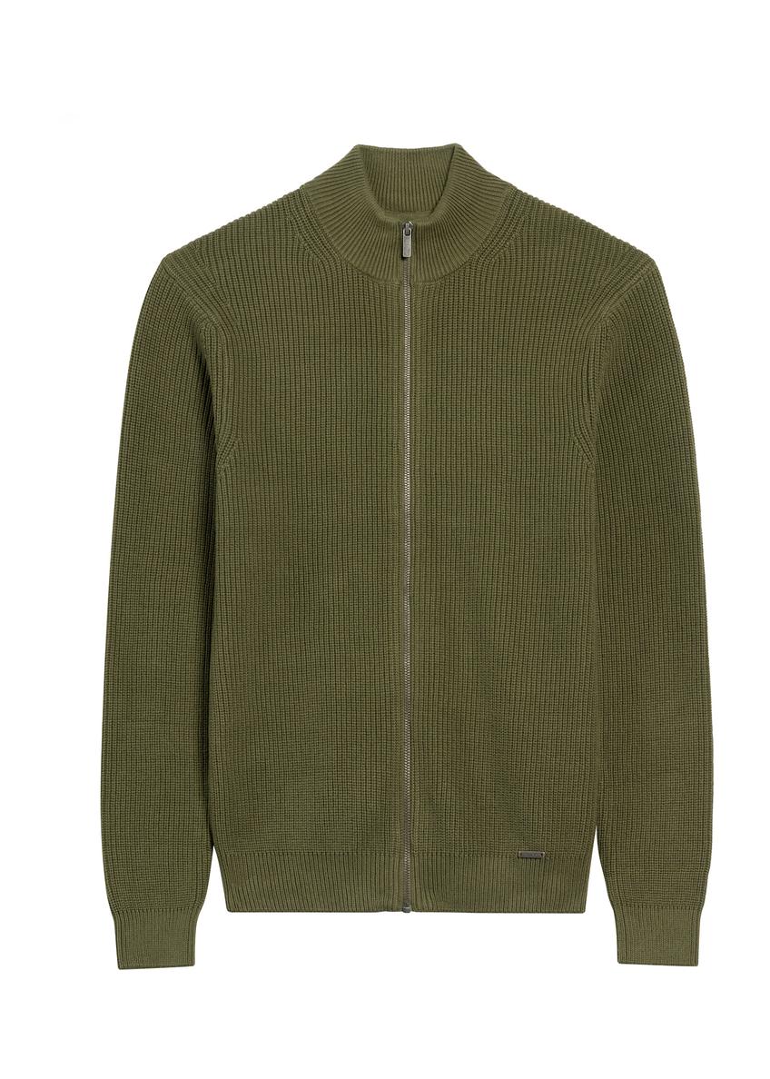 Чоловічий кардиган кольору хакі SWEMT-0176-55(Z25)
