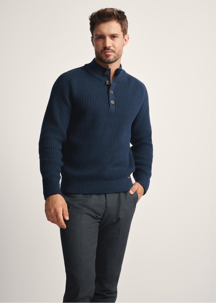 Granatowy sweter męski ze stójką SWEMT-0168-68(Z25)